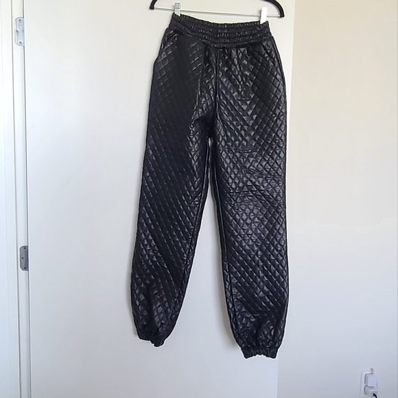 Faux Leather Quilted Padded Pants - Picture 3 of 8